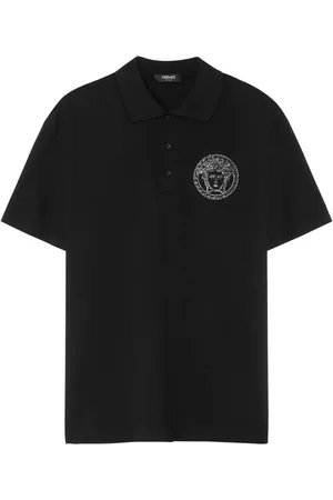 VERSACE Playera tipo polo con bordado Medusa