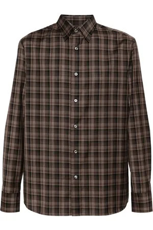 BRIONI Camisa con motivo de cuadros tartán