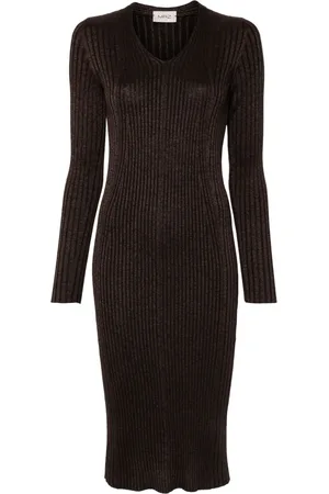 MRZ Vestido midi con diseño tejido de canalé