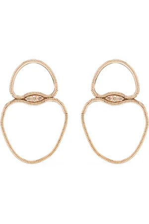 Fernando Jorge Aretes en oro rosa de 18kt con diamantes y cadena