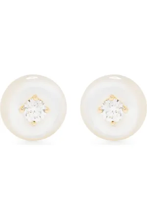 Fernando Jorge Aretes Orbit en oro amarillo de 18kt con madreperla y diamantes