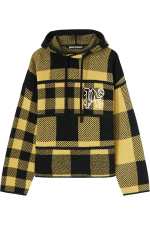 Palm Angels Hoodie con logo bordado y motivo de cuadros tartán