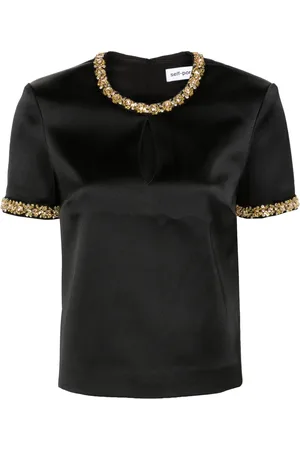 Self-Portrait Blusa satinada con detalles