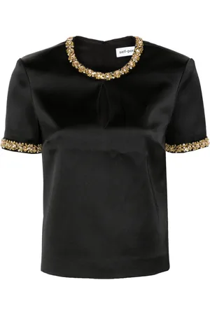 Self-Portrait Blusa satinada con detalles