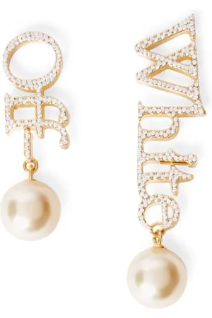 OFF-WHITE Aretes con logo y perla