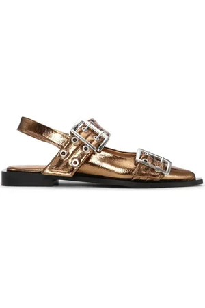 Ganni Flats con efecto metalizado y detalle de hebilla