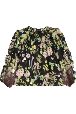 Cynthia Rowley Blusa con estampado floral y volantes