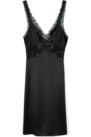 Saint Laurent Vestido midi con paneles de encaje
