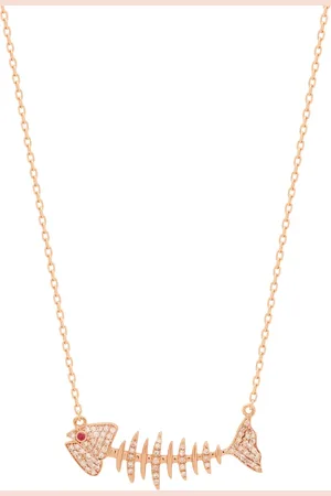 KAMUSHKI Collar Fish en oro rosa de 18kt con diamantes y zafiros