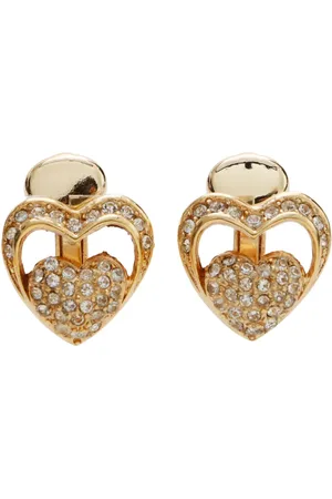 Dior Aretes con motivo de corazón y detalles de strass