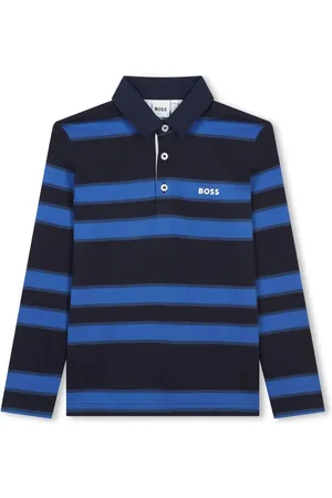 HUGO BOSS Playera tipo polo con rayas y logo estampado