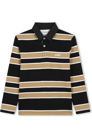 HUGO BOSS Playera tipo polo con logo estampado y motivo de rayas