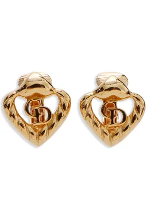 Dior Aretes en forma de corazón con logo