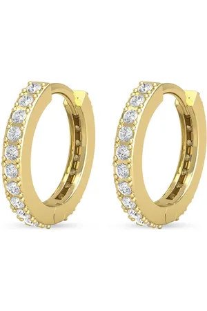 VEYNOU Aretes estilo huggie en oro amarillo de 14kt con diamantes