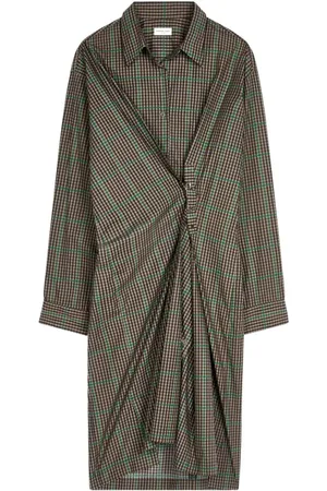 DRIES VAN NOTEN Vestido midi con cuadros estampados