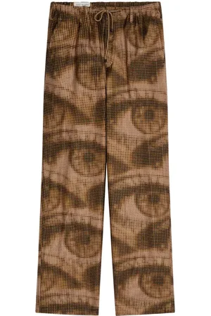 DRIES VAN NOTEN Pantalones estampados con cordones en la pretina