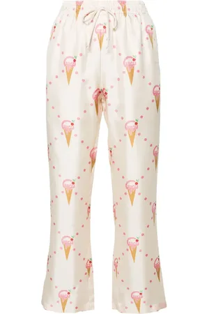 Gucci Pantalones de seda con helados estampados