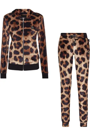 Philipp Plein Set de joggers con estampado de leopardo