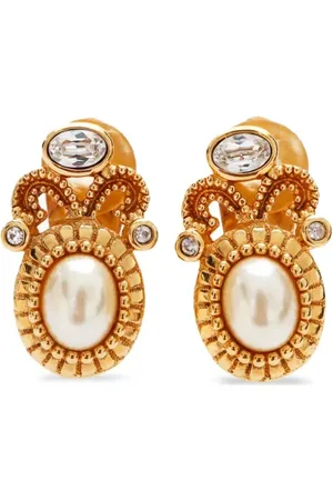Dior Aretes de clip con detalles de strass