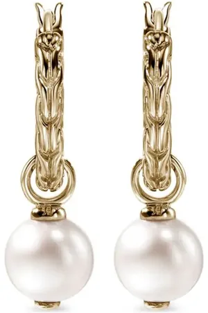 John Hardy Arracadas JH Essential en oro amarillo de 14kt con perla