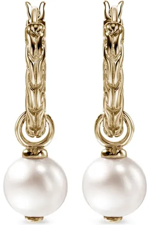 John Hardy Arracadas JH Essential en oro amarillo de 14kt con perla