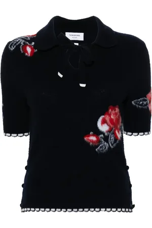 Thom Browne Top con motivo rose en intarsia