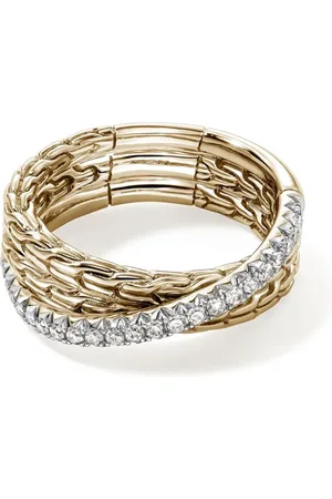John Hardy Anillo JH Essential Crossover en oro amarillo de 14kt con diamante
