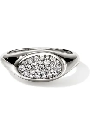 John Hardy Anillo Pebble en plata de ley con diamantes