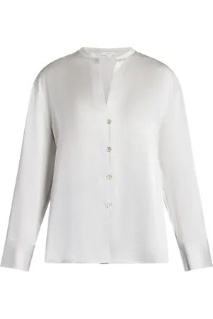 Vince Blusa de seda con cuello mao
