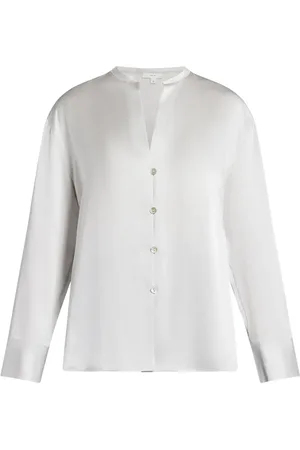 Vince Blusa de seda con cuello mao