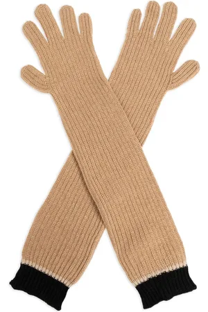 Moschino Guantes tejidos de canalé con diseño de dos tonos