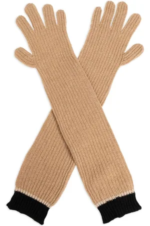 Moschino Guantes tejidos de canalé con diseño de dos tonos