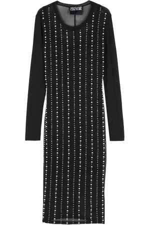 VERSACE Vestido midi con perlas artificiales