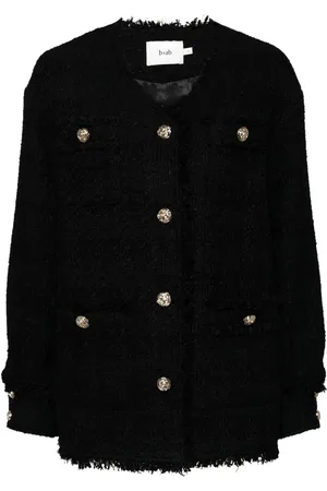 B+AB Chamarra de tweed con cuello en V