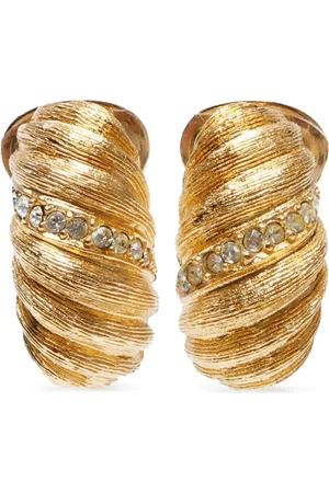 Dior Aretes de clip con detalles de strass
