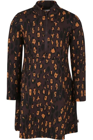 Mini Rodini Vestido con medio cierre y estampado de leopardo