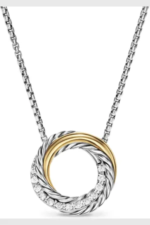 David Yurman Collar Crossover en oro amarillo de 18kt y plata de ley con dije de diamante (1.25mm)