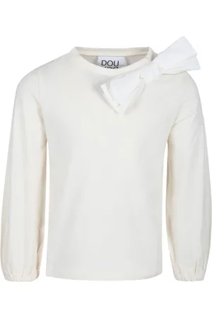 DOUUOD KIDS Playera manga larga con aplique de moño