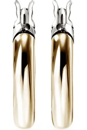 John Hardy Arracadas Essential Crossover en oro amarillo de 14kt con diamante