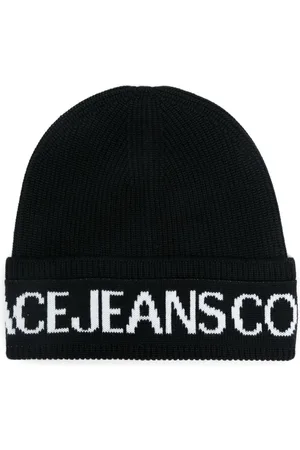 VERSACE Gorro tejido con logo de intarsia