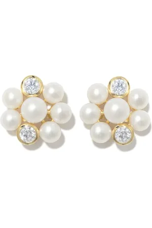 COMPLETEDWORKS Aretes Lightdrops bañados en oro de 18kt con zirconia y perla