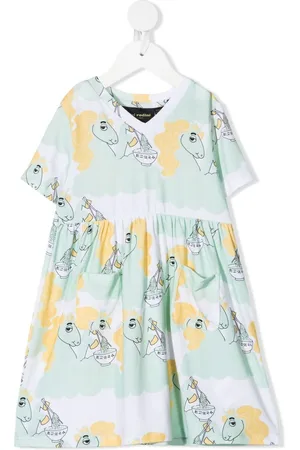 Mini Rodini Vestido con estampado de unicornios y ramen