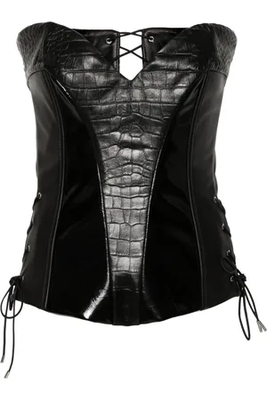 MITILIANE COUTURE Top estilo corset con efecto de piel de cocodrilo