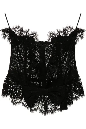 Alessandra Rich Top estilo bustier de encaje con detalle de moño