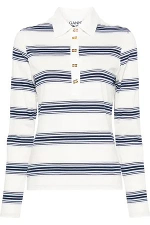 Ganni Playera tipo polo con rayas estampadas