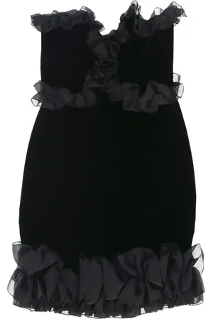 Saint Laurent Vestido corto con volantes 1980
