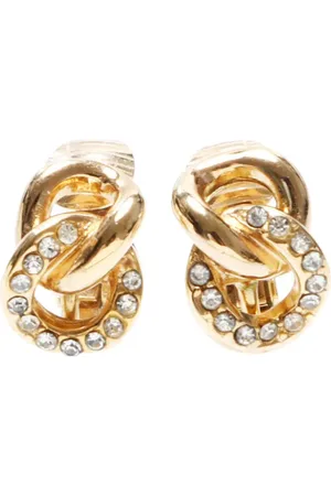 Dior Aretes de clip con detalles de strass