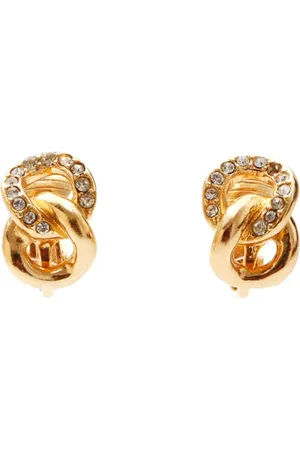 Dior Aretes de clip con detalles de strass