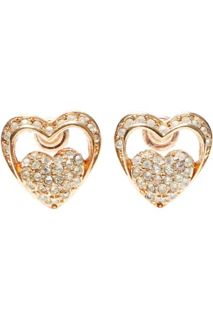 Dior Aretes con motivo de corazón y detalles de strass
