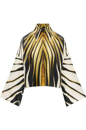 Roberto Cavalli Camisa de seda con estampado Ray of Gold